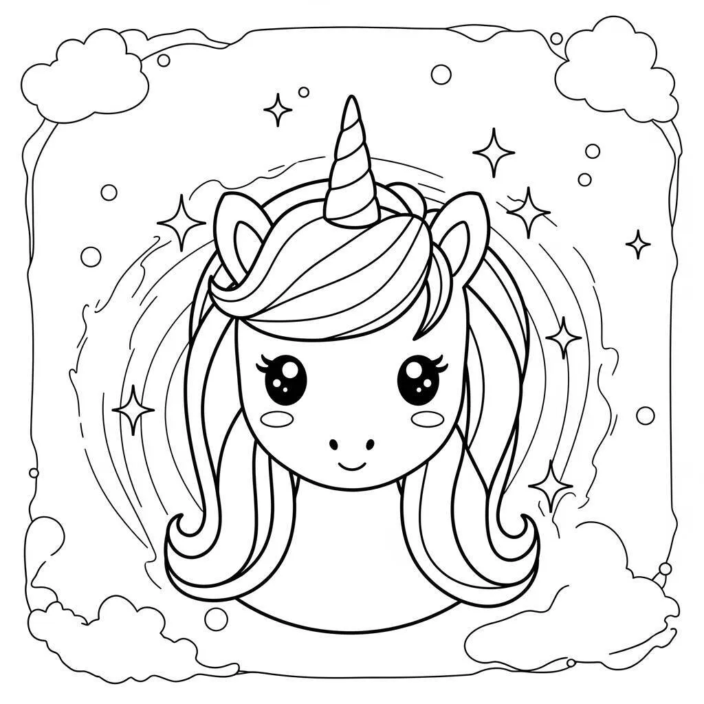 Desenho-de-Unicornios-Kawaii-para-Colorir Desenho de Unicórnios Kawaii para Colorir