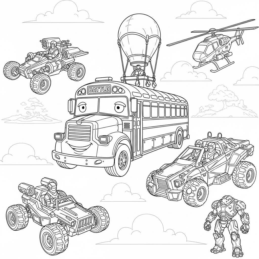Desenho de Veículos Fortnite para Colorir