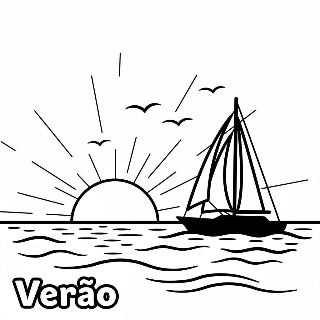 Coloriage Voilier à l’horizon
