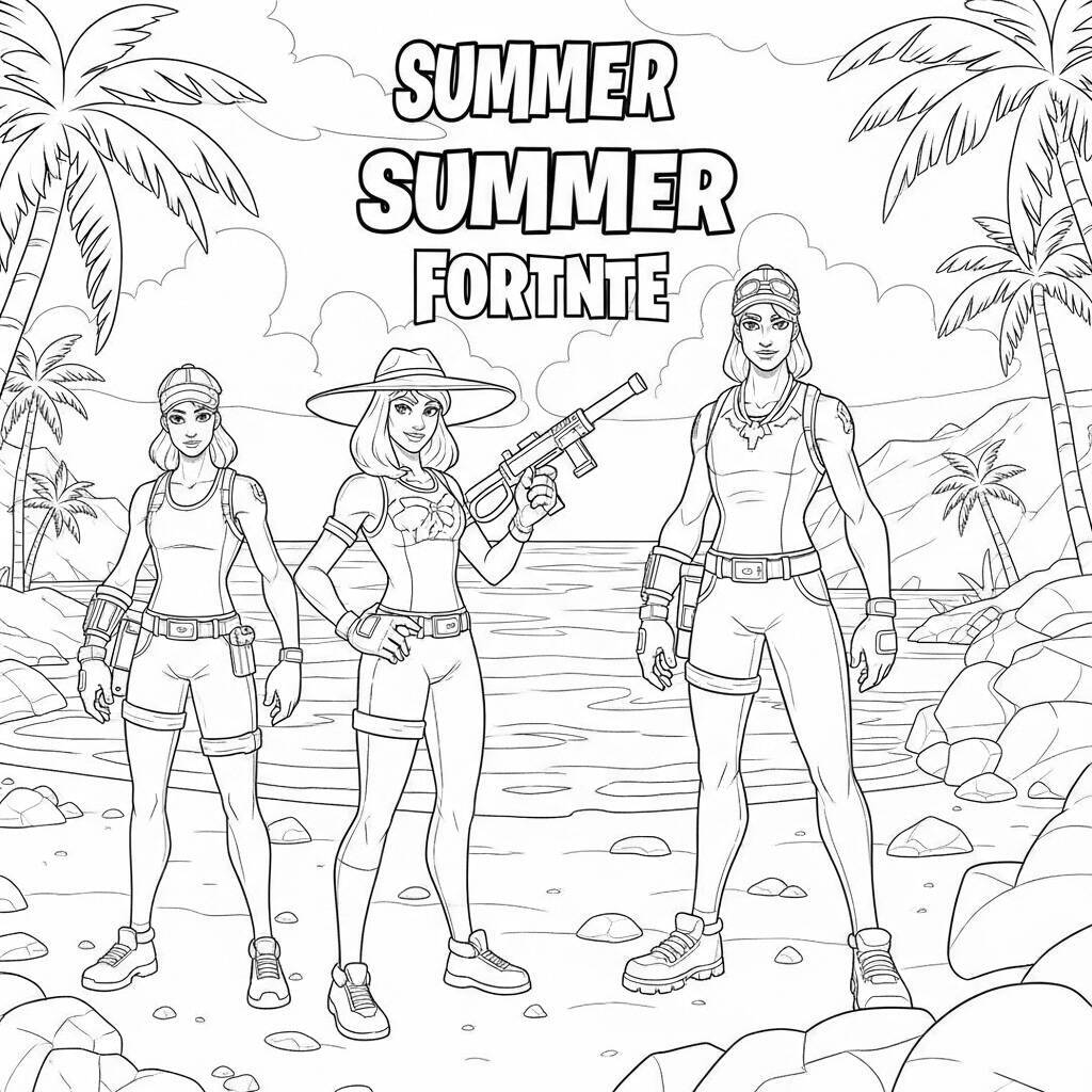 Desenho de Verão Fortnite para Colorir