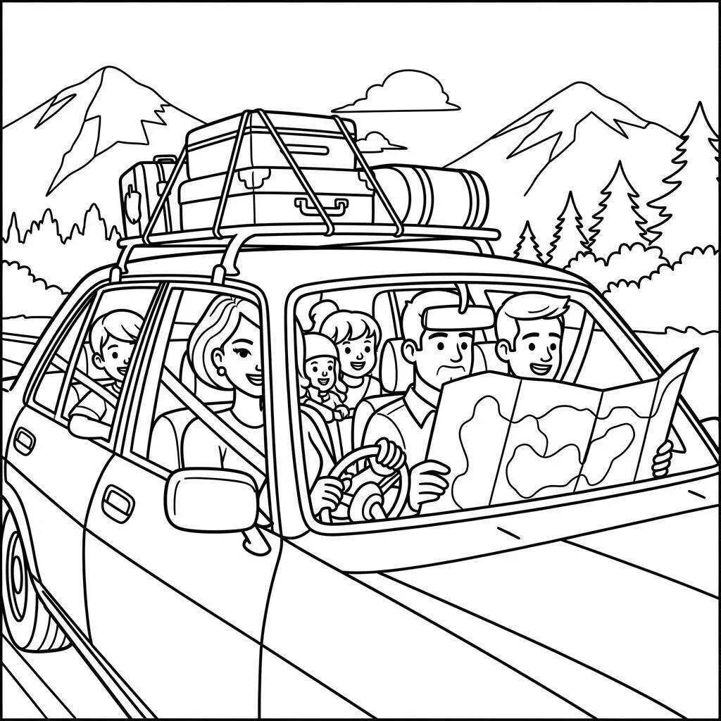 Desenho de Viagem para Colorir