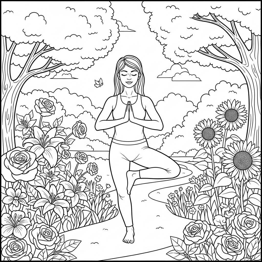 Pagina da colorare di yoga