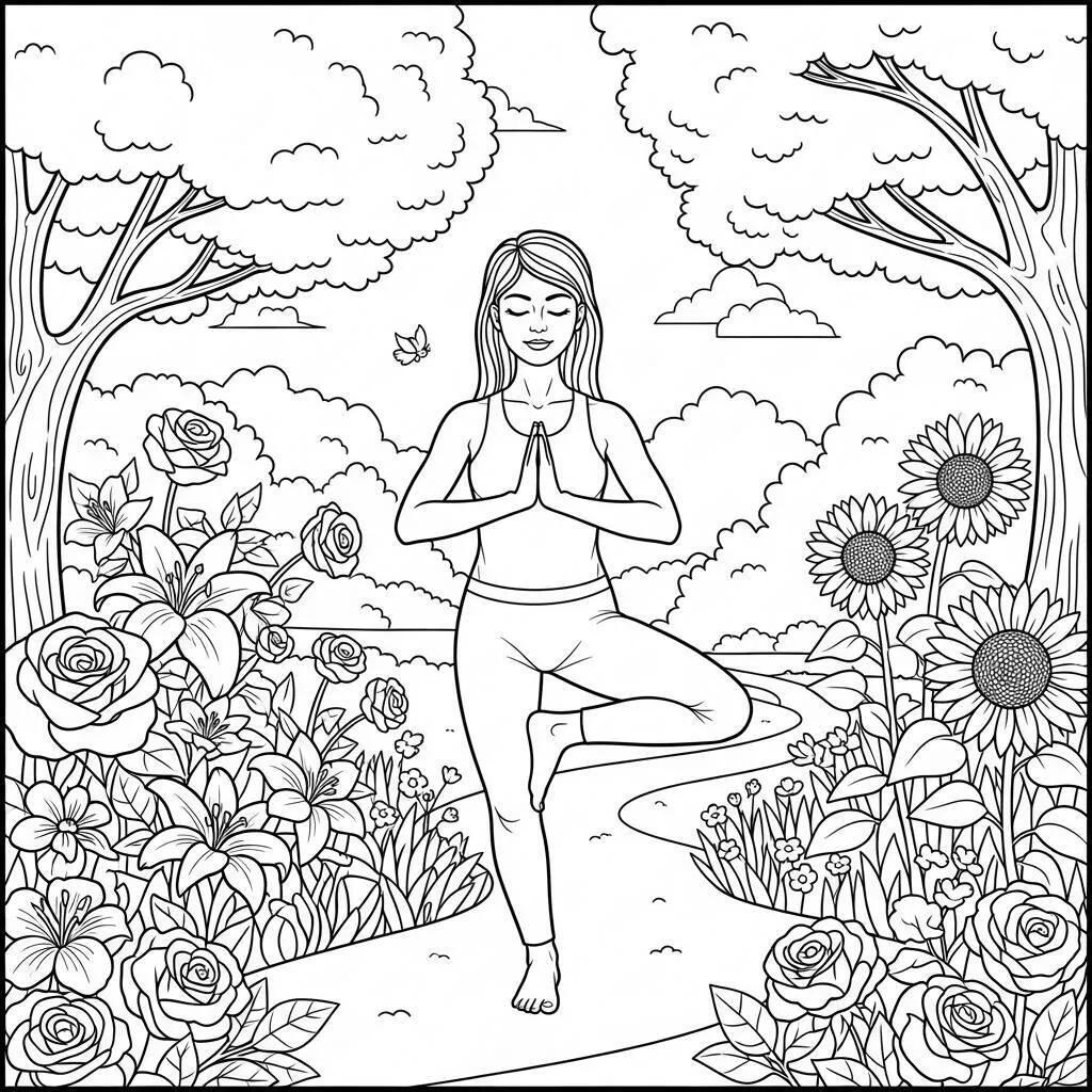 Desenho de Yoga para Colorir
