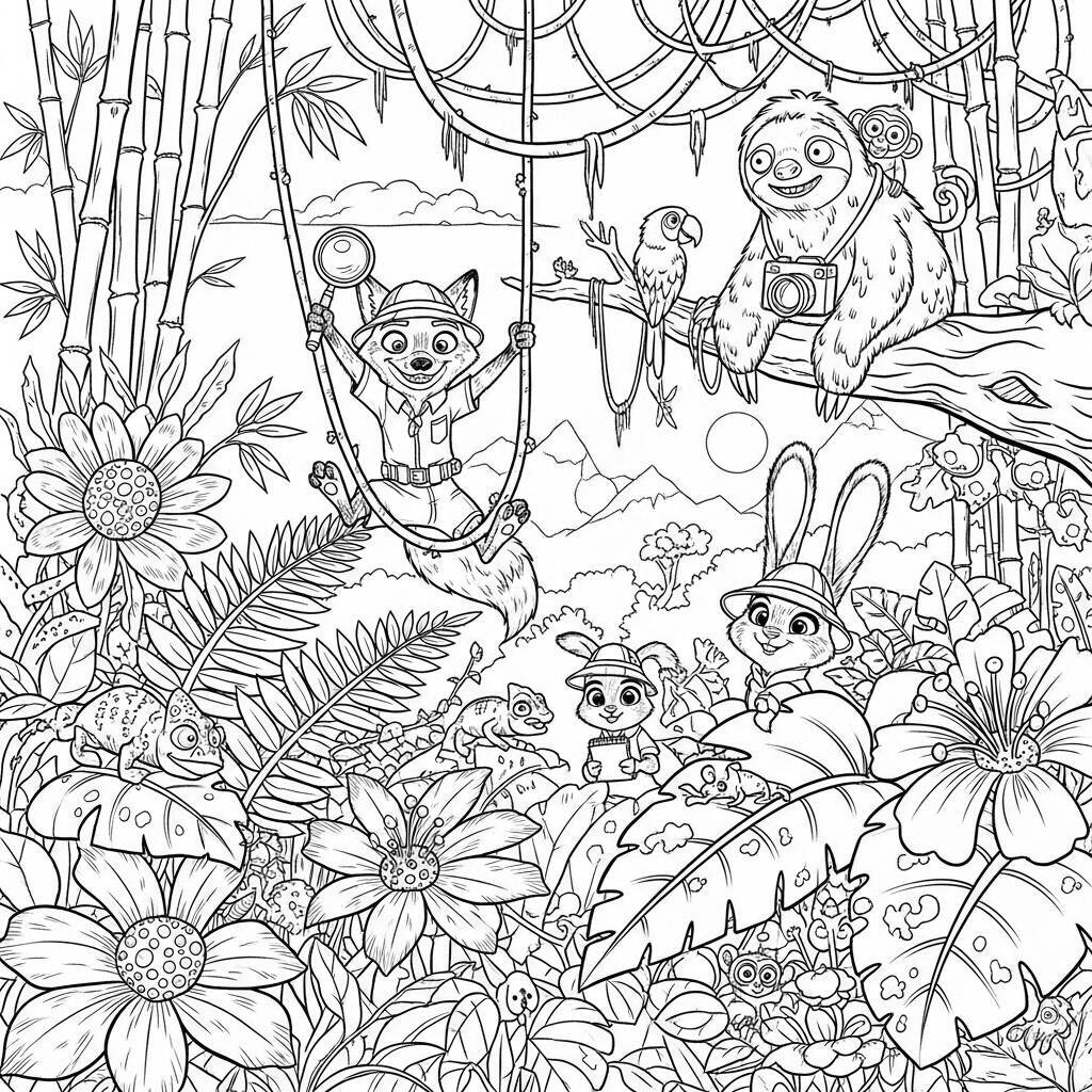 Coloriage Zootopie avec Jungle Adventure