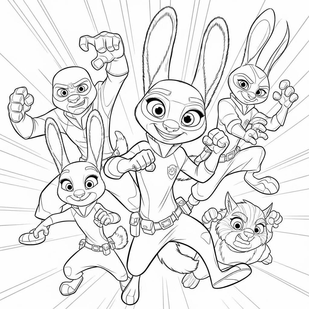 Coloriage Zootopie avec des super-héros
