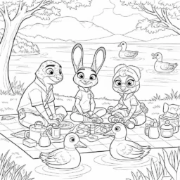 Zootopia with a Lake Coloring Page