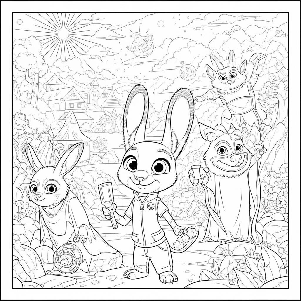 Coloriage Zootopie dans un style fantastique