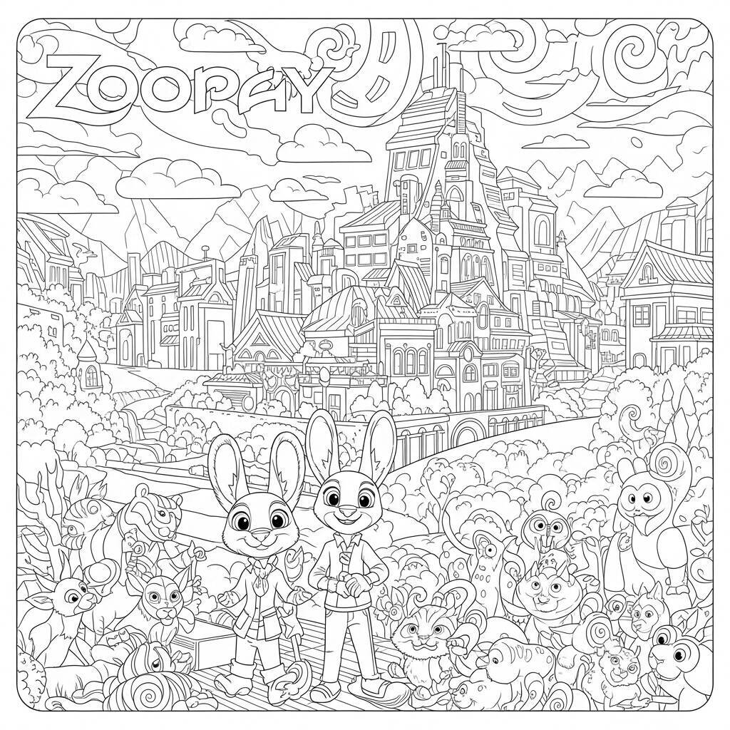 Coloriage Zootopie pour adultes