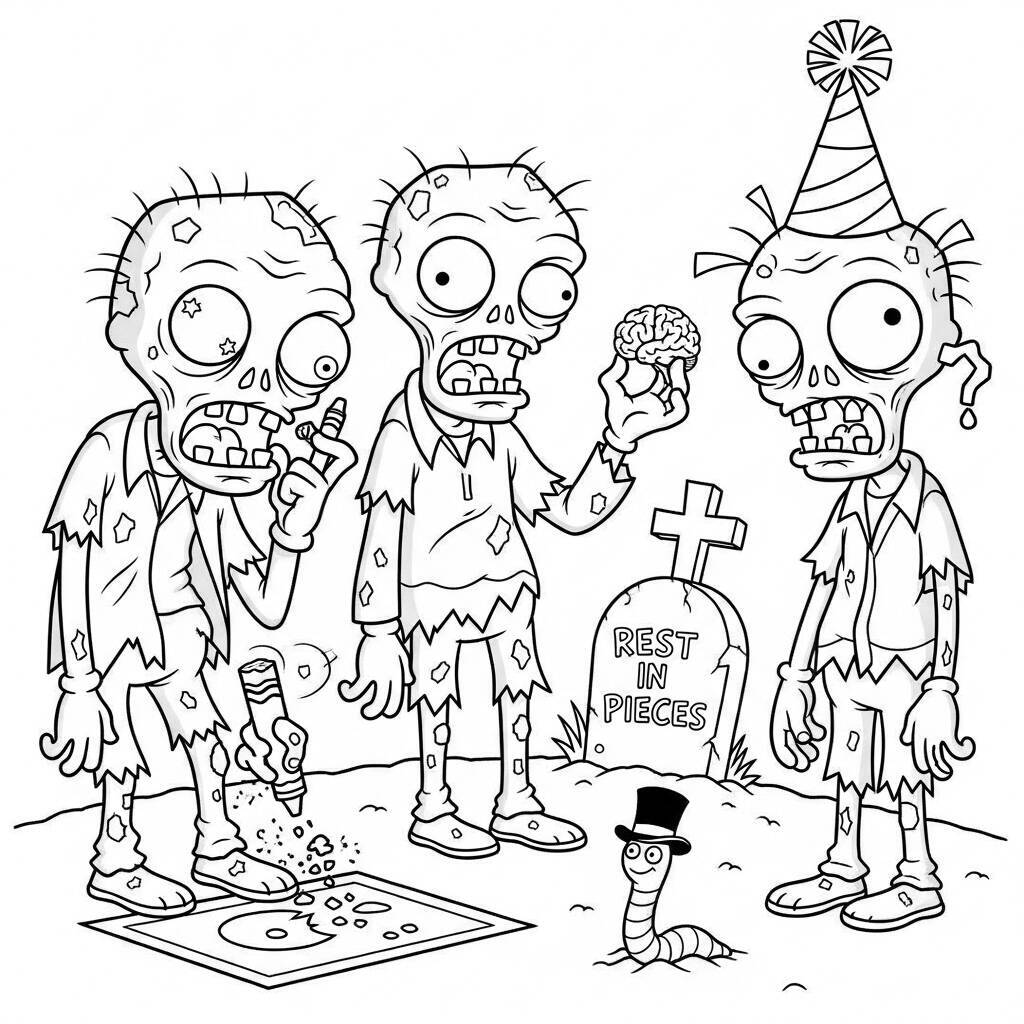 Desenho de Zumbis Divertidos para Colorir