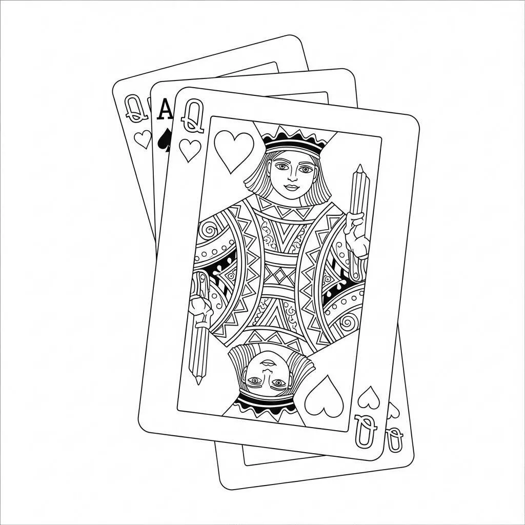 Desenho de a Rainha de Copas para Colorir