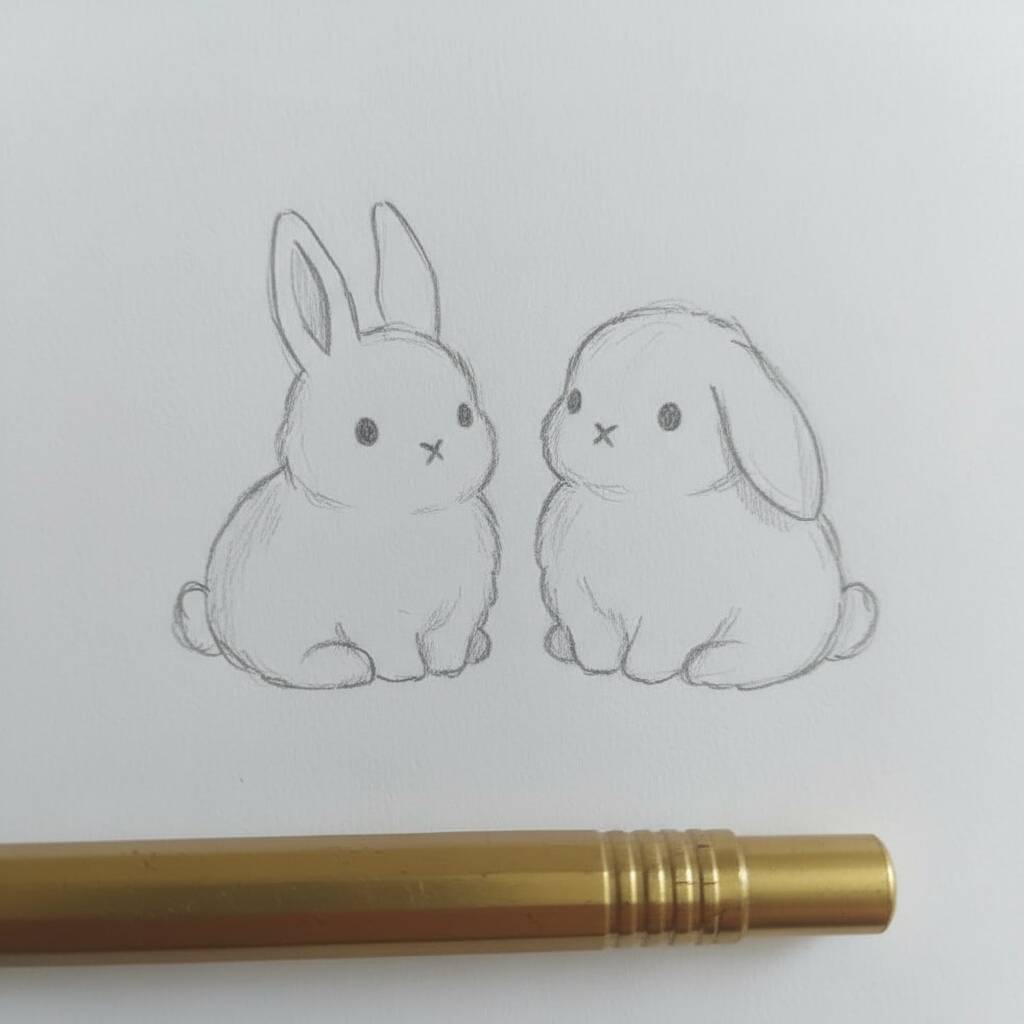 Desenho de dois coelhinhos adoráveis para colorir