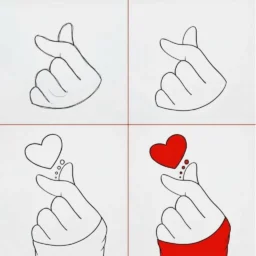 Desenho de mãos formando corações