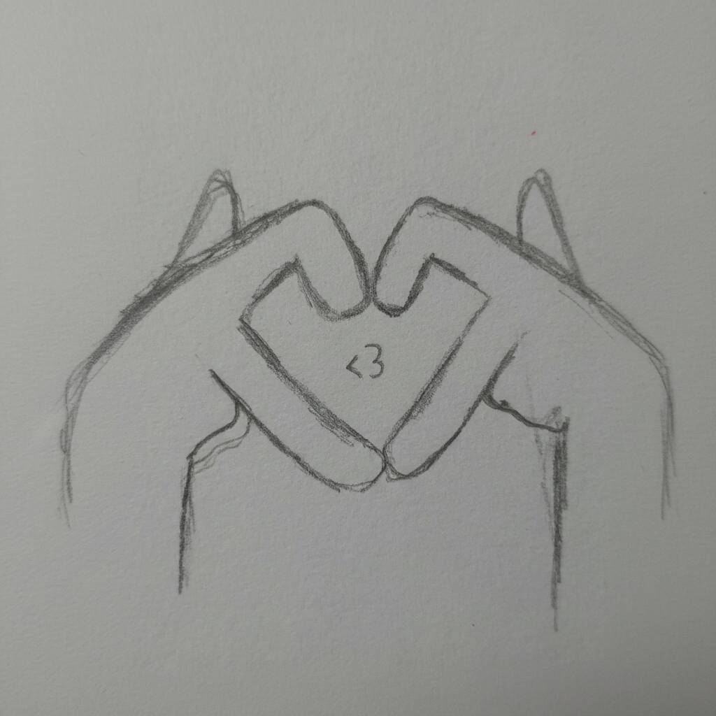 Desenho de mãos formando um coração