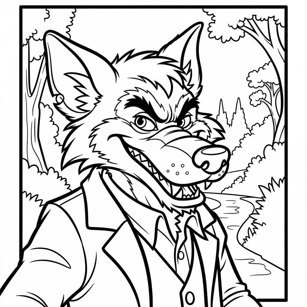 Desenho de o Lobo Mau para Colorir