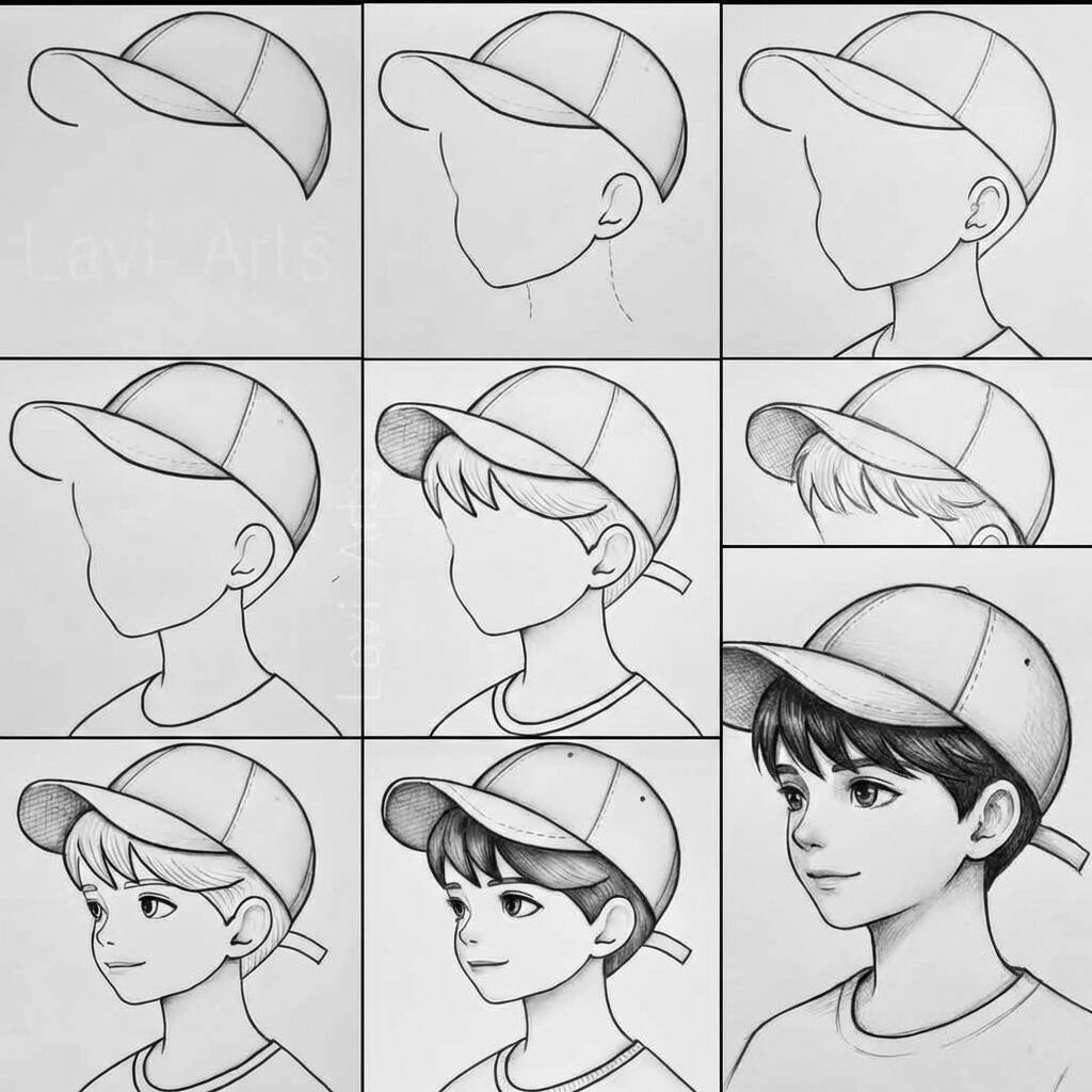 Desenho de um boné estiloso para colorir