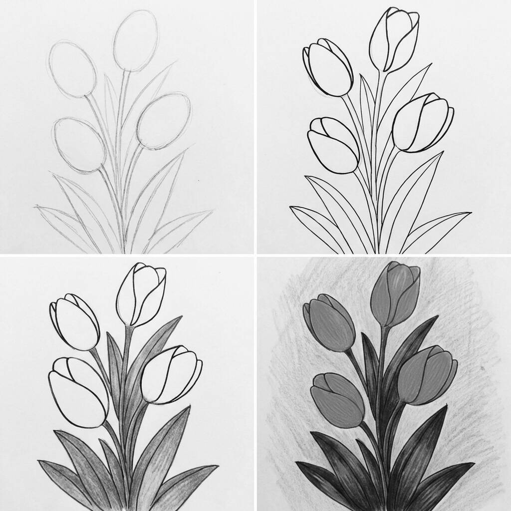 Desenho de um buquê de flores para colorir