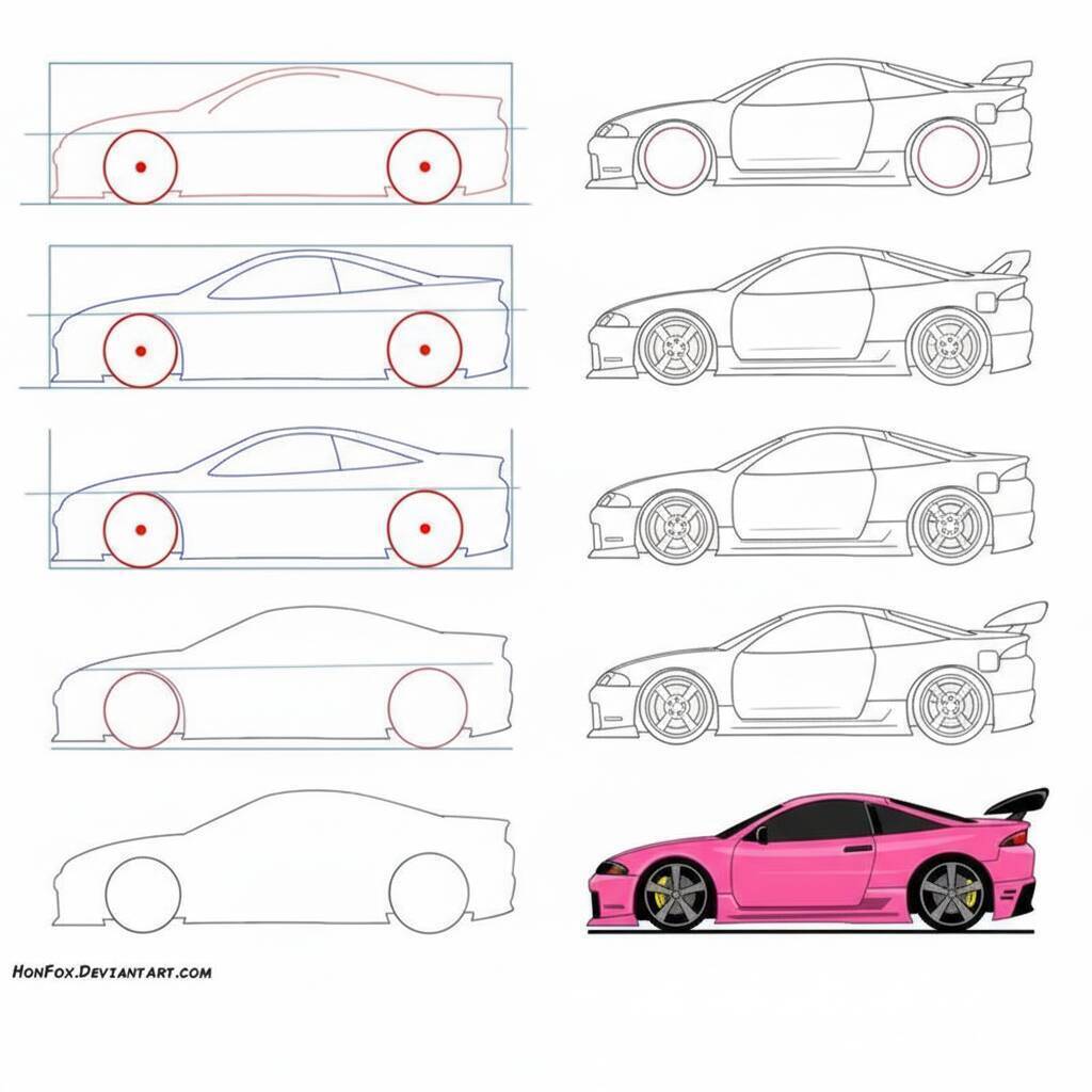 Desenho de um carro esportivo estilizado para colorir