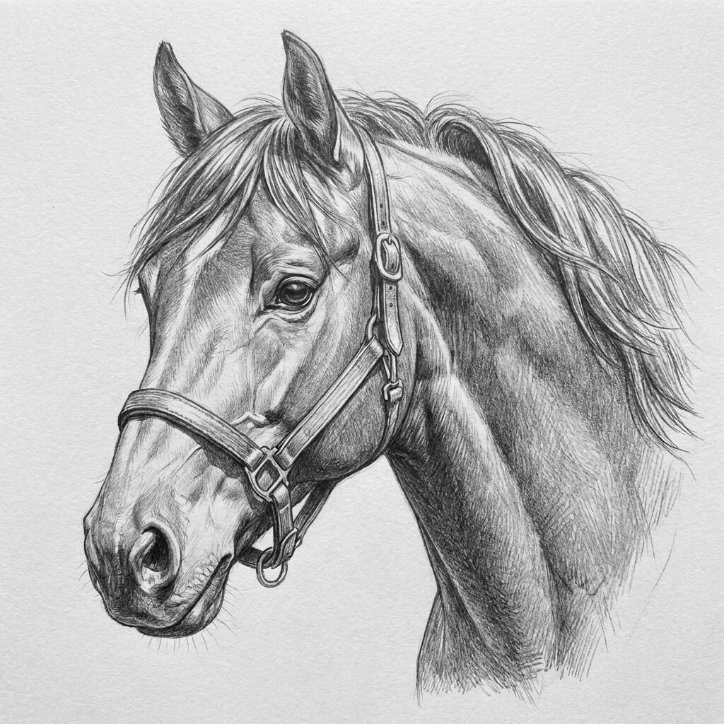 Desenho de um cavalo detalhado para colorir