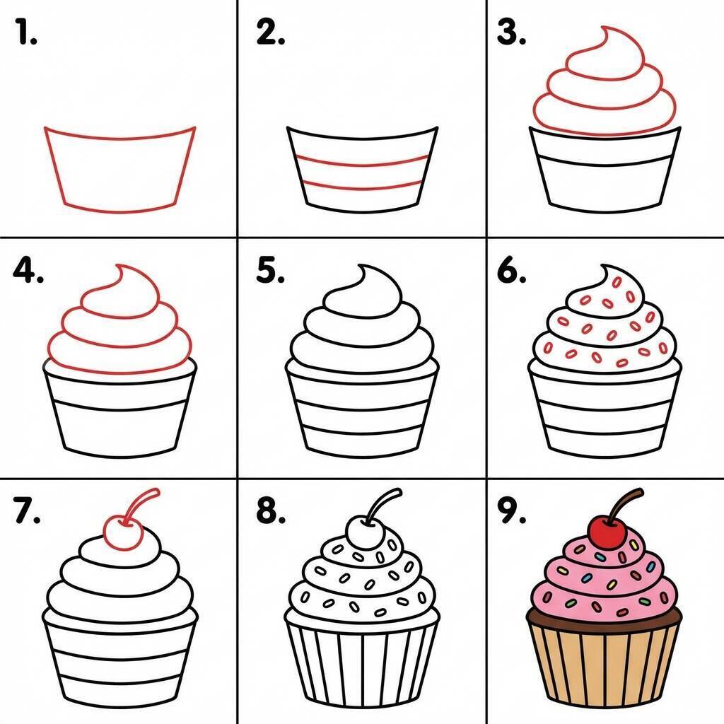 Desenho de um cupcake para colorir