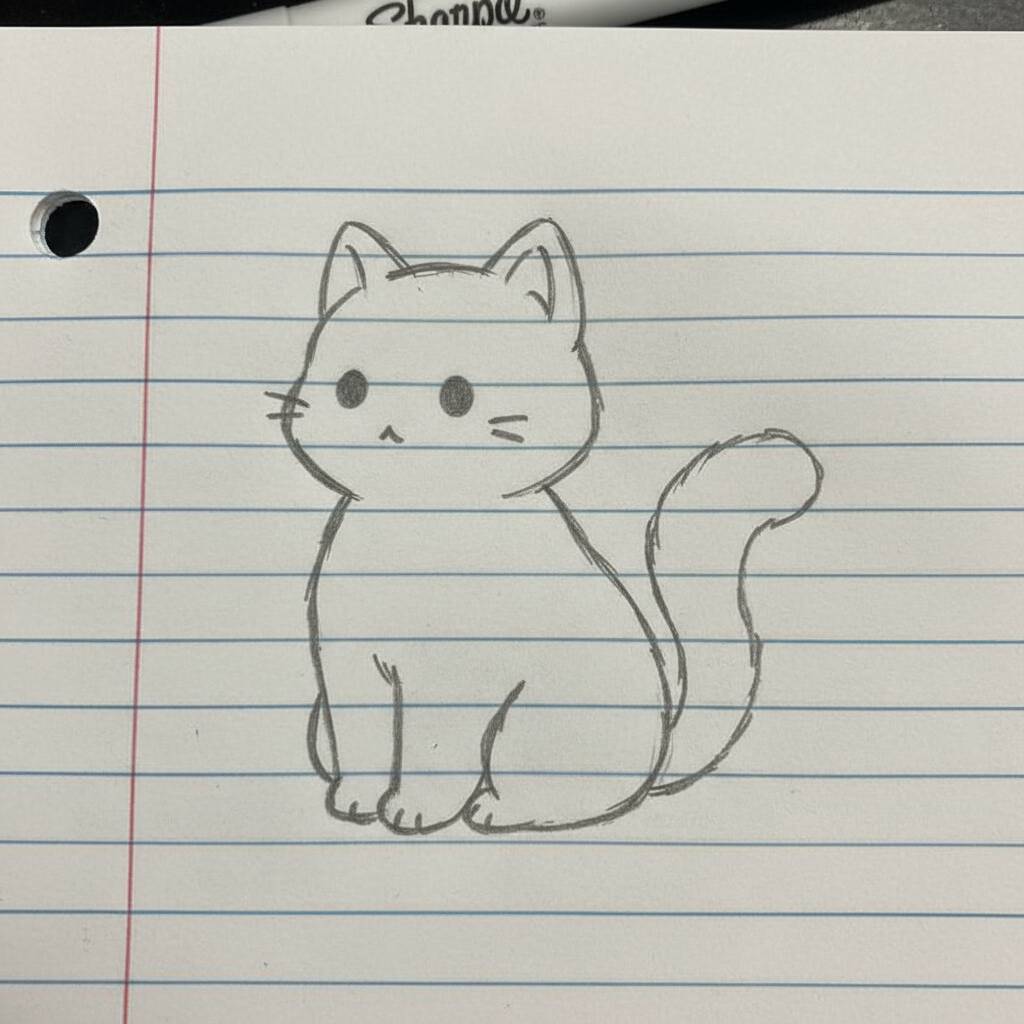 Desenho de um gatinho fofo sentado