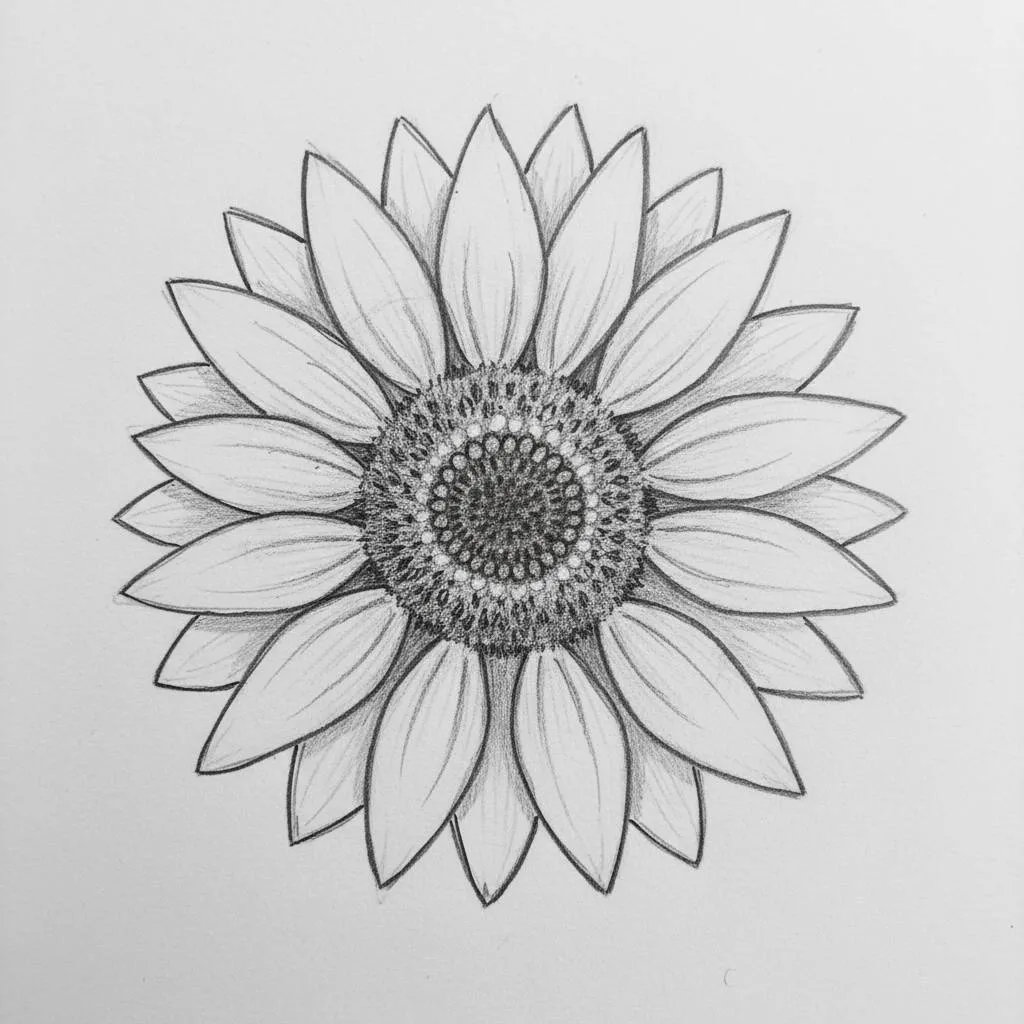 Desenho de um girassol detalhado para colorir