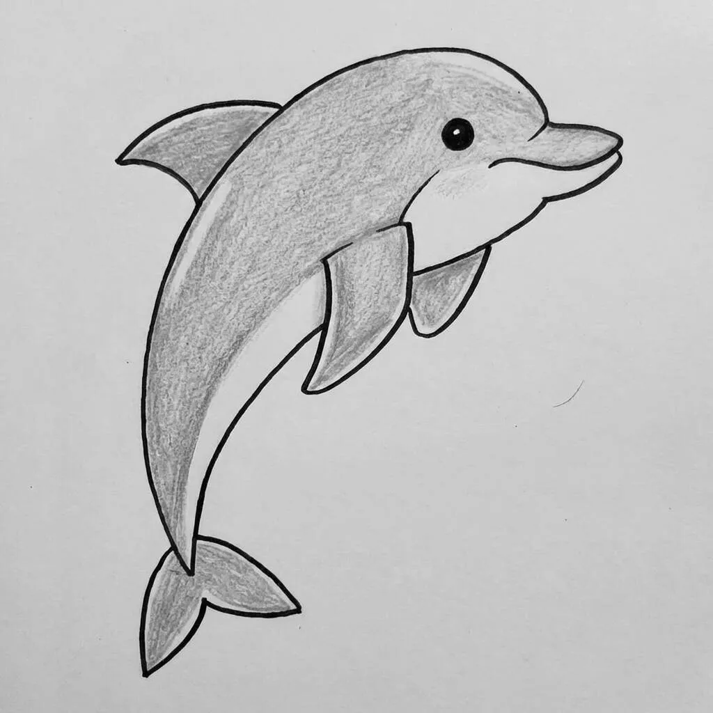 Desenho de um golfinho alegre colorido