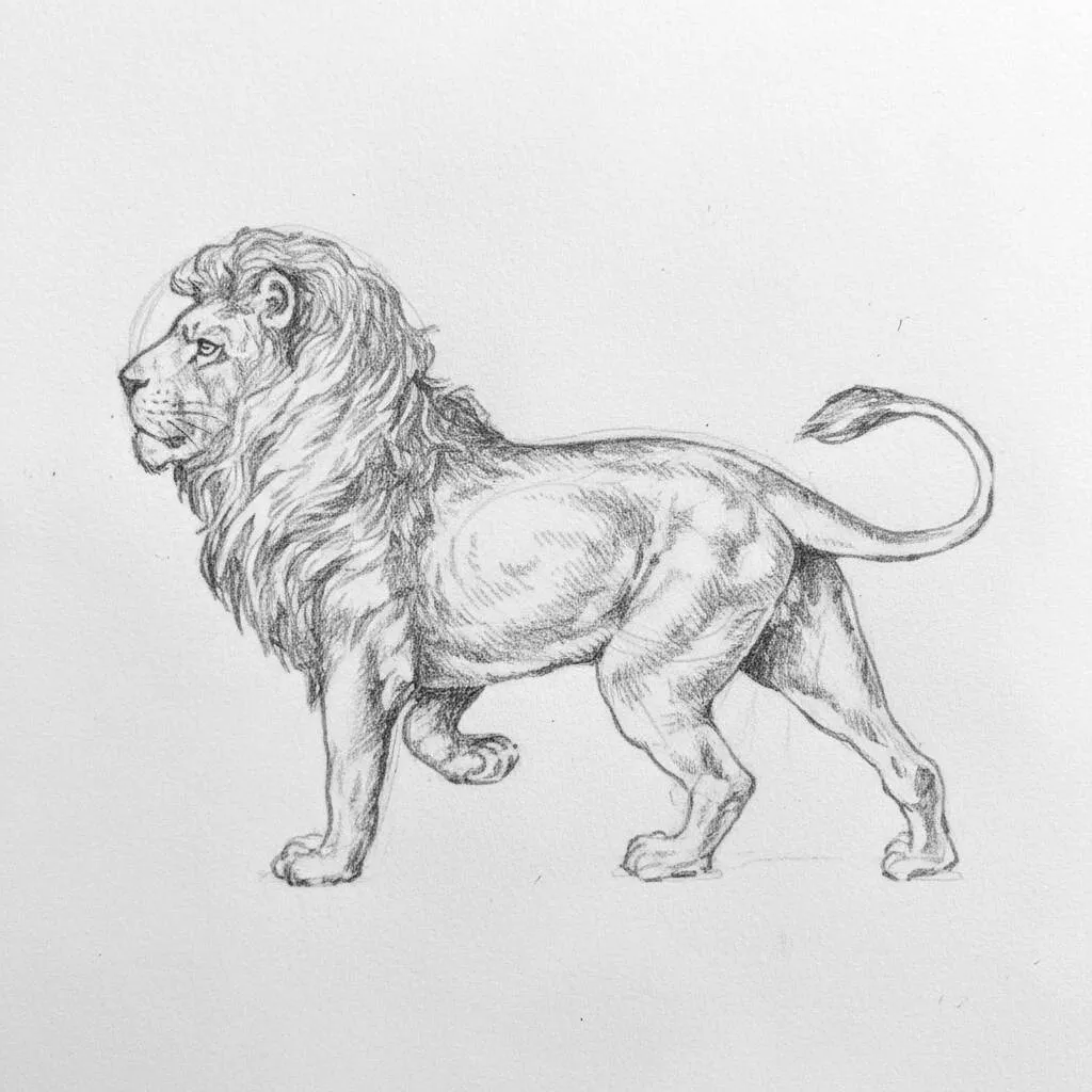 Desenho de um leão majestoso