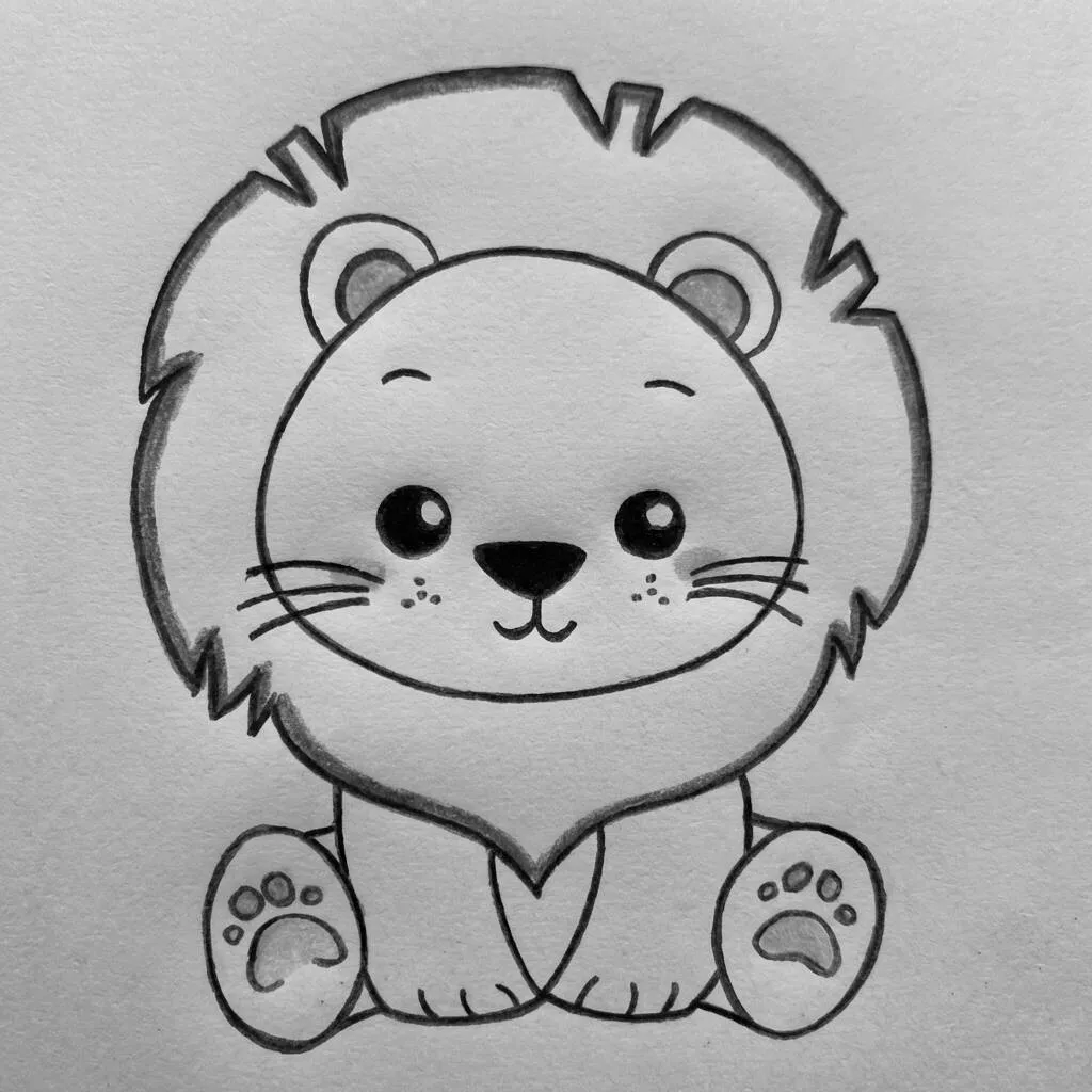 Desenho de um leãozinho fofo para colorir