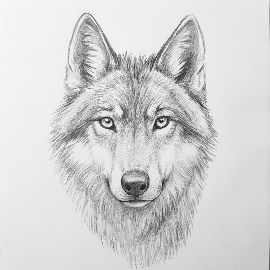 Desenho de um lobo em estilo de colorir passo a passo