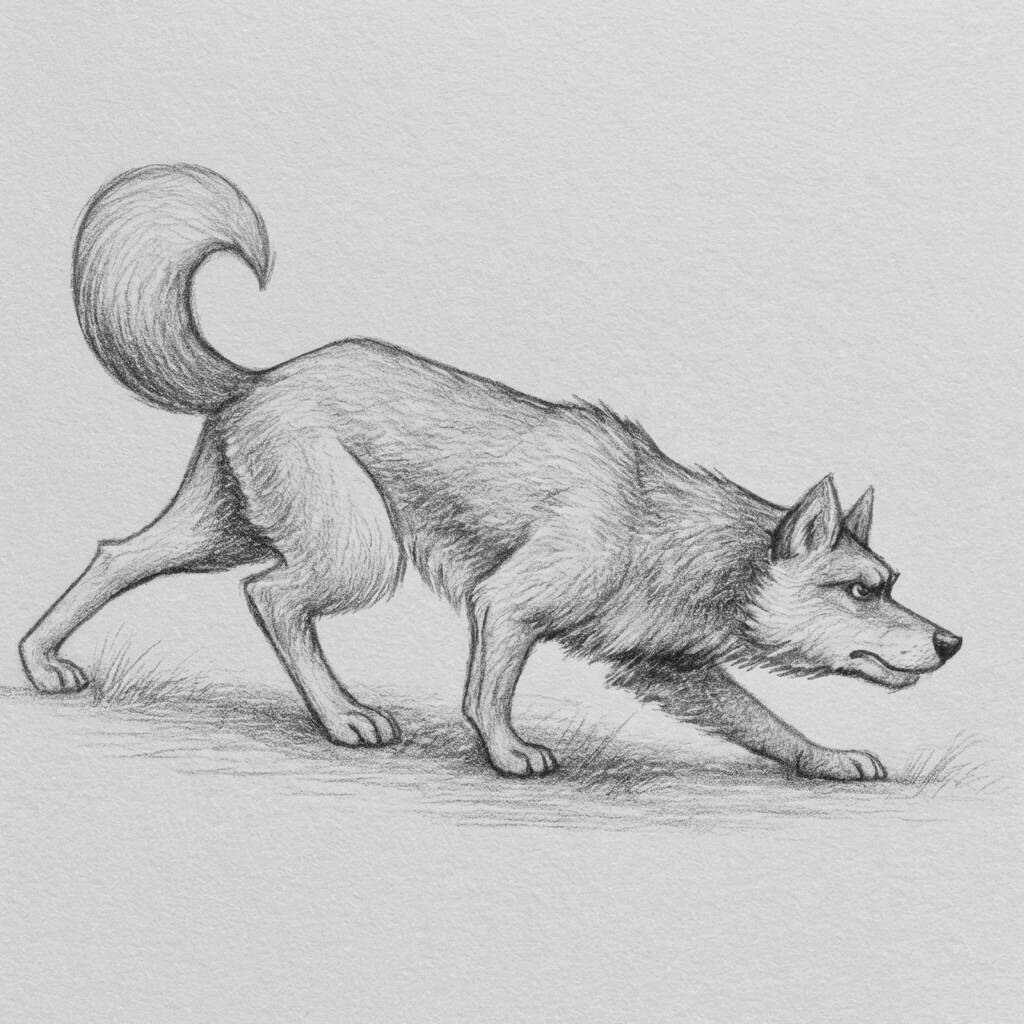 Desenho de um lobo em movimento para colorir