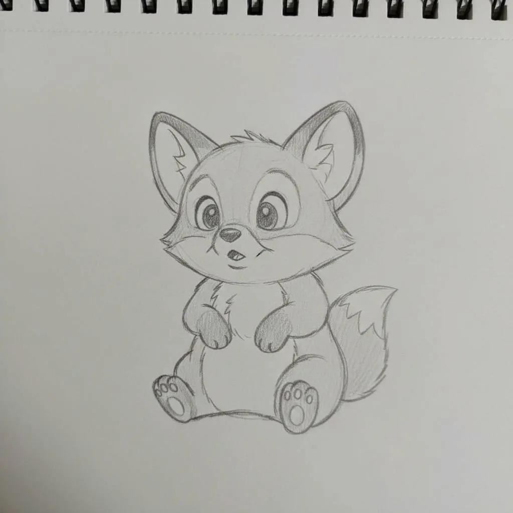 Desenho de um lobo filhote adorável