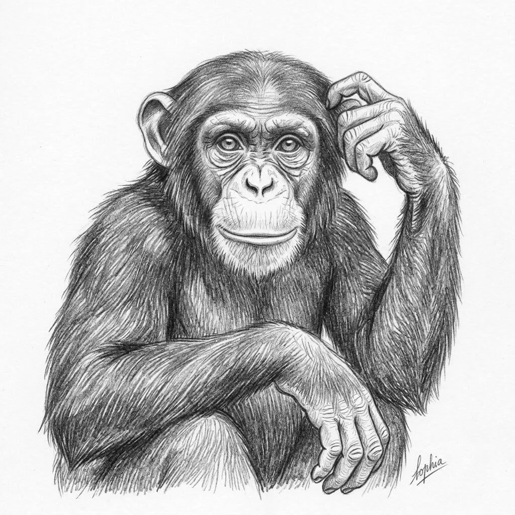 Desenho de um macaco pensativo para colorir