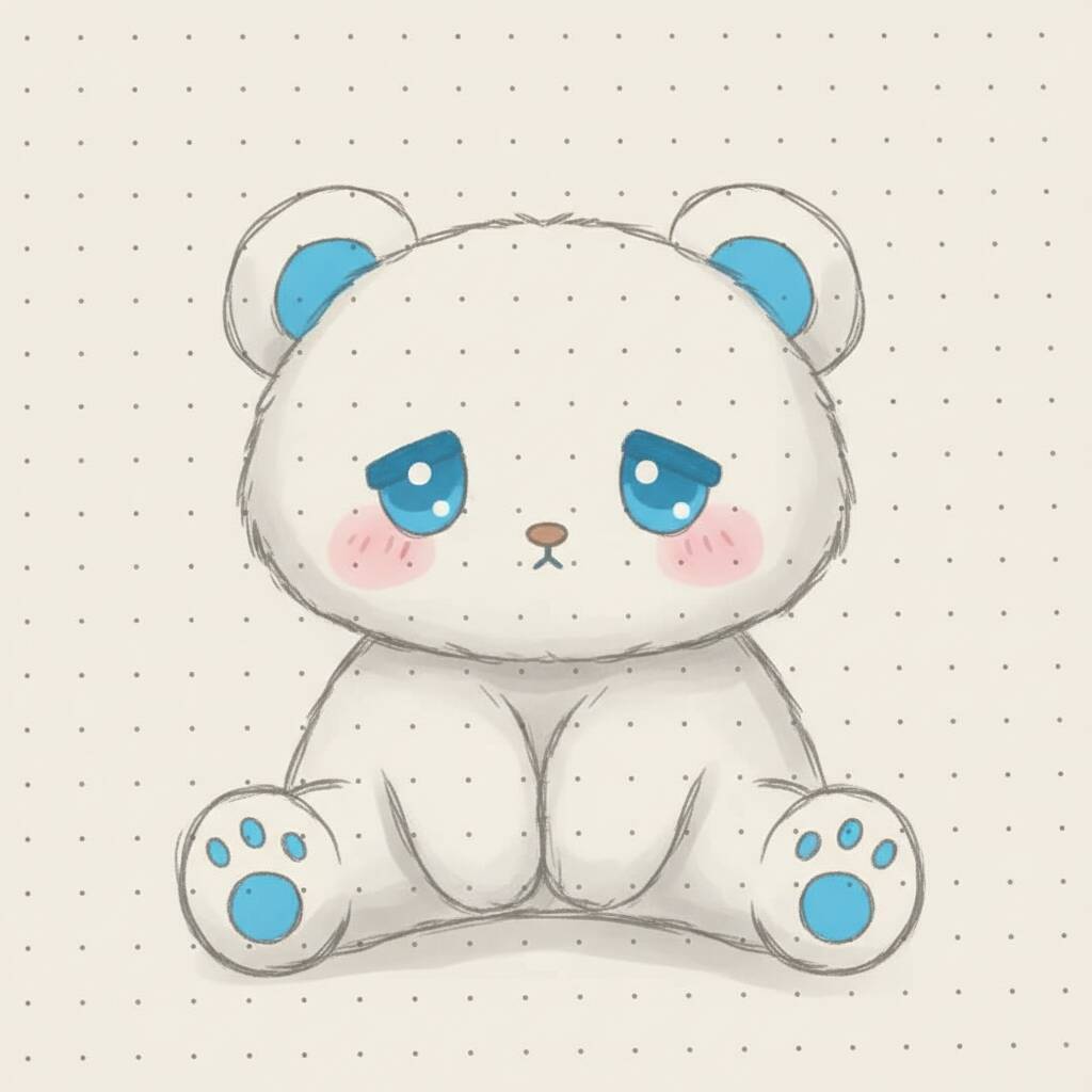Desenho de um panda fofo com detalhes em azul