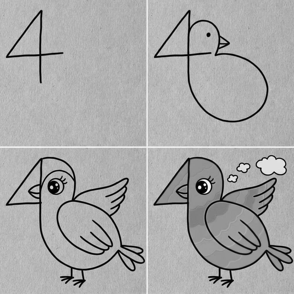Desenho de um pássaro colorido para colorir