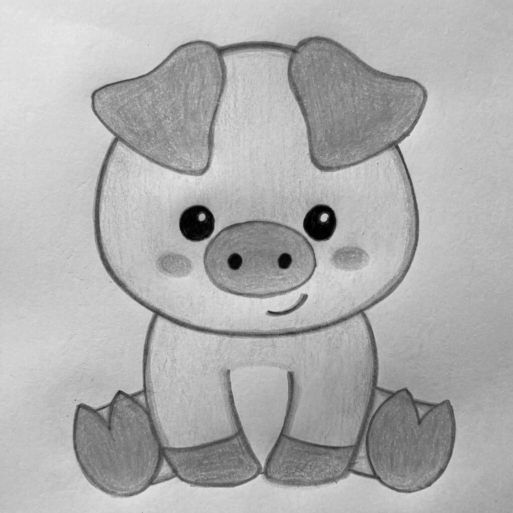 Desenho de um porquinho fofo para colorir