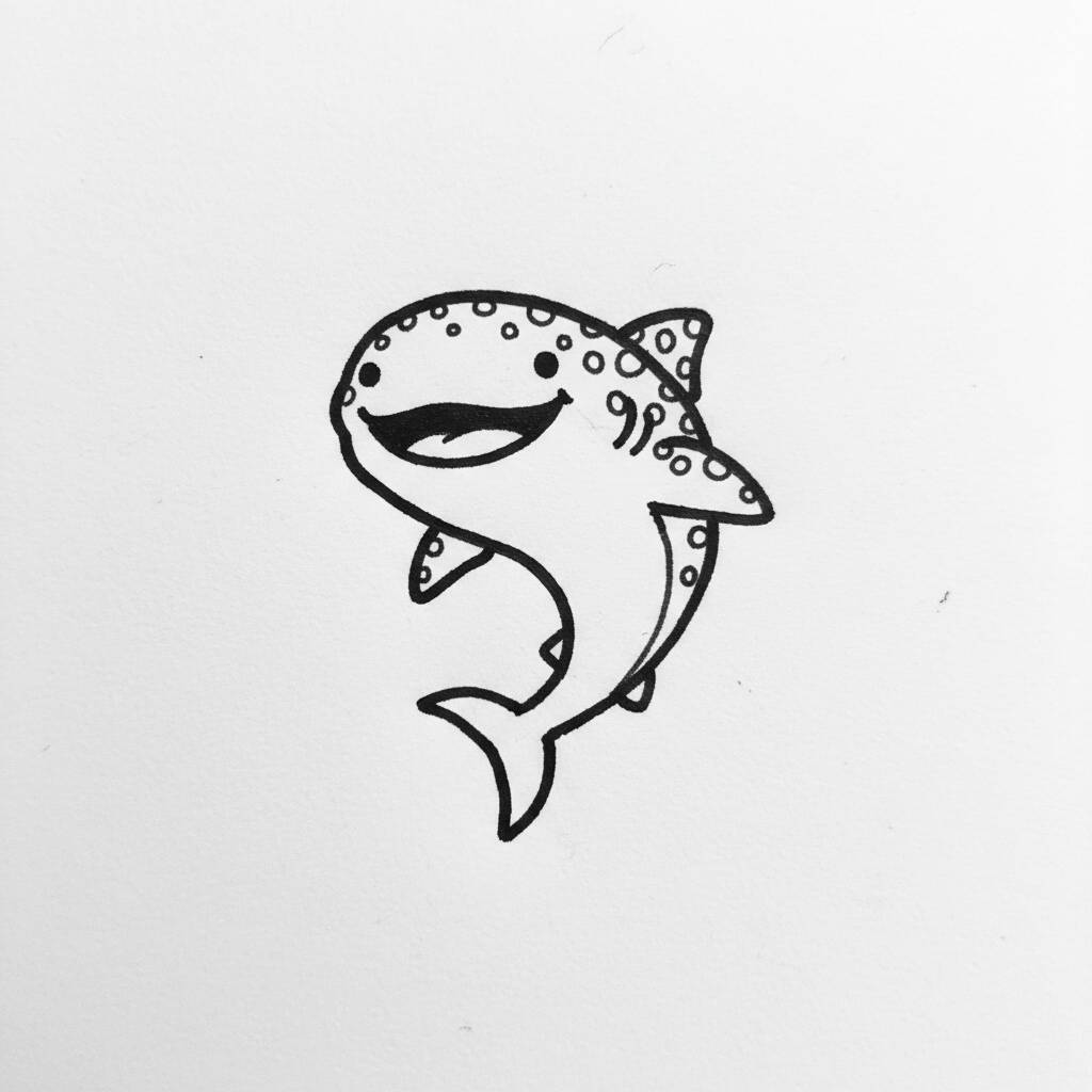 Desenho de um tubarão fofo e sorridente para colorir