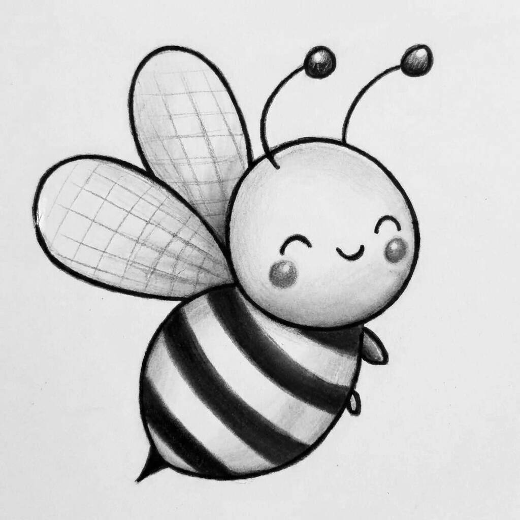 Desenho de uma abelha fofa para colorir