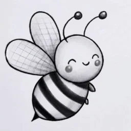 Desenho de uma abelha sorridente para colorir