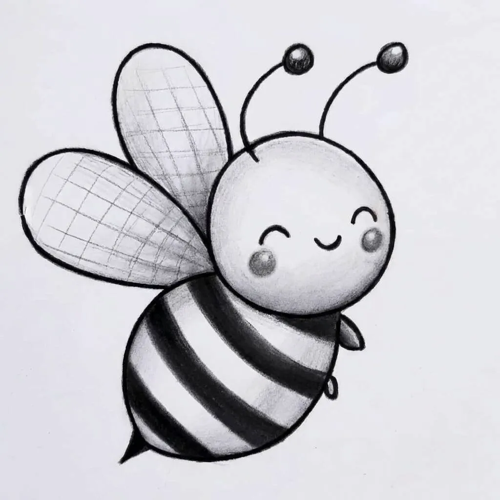Desenho de uma abelha sorridente para colorir