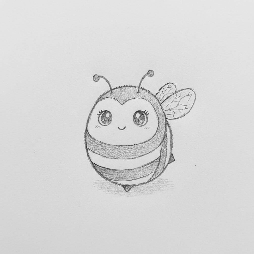 Desenho de uma abelhinha fofa e sorridente