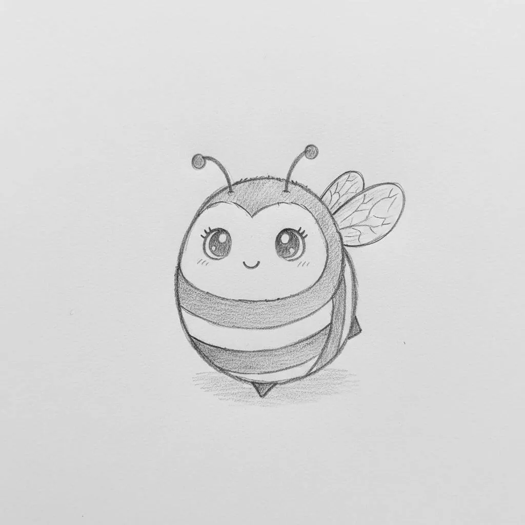 Desenho de uma abelhinha fofa e sorridente
