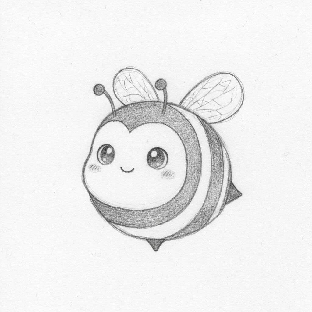 Desenho de uma abelhinha fofa e sorridente
