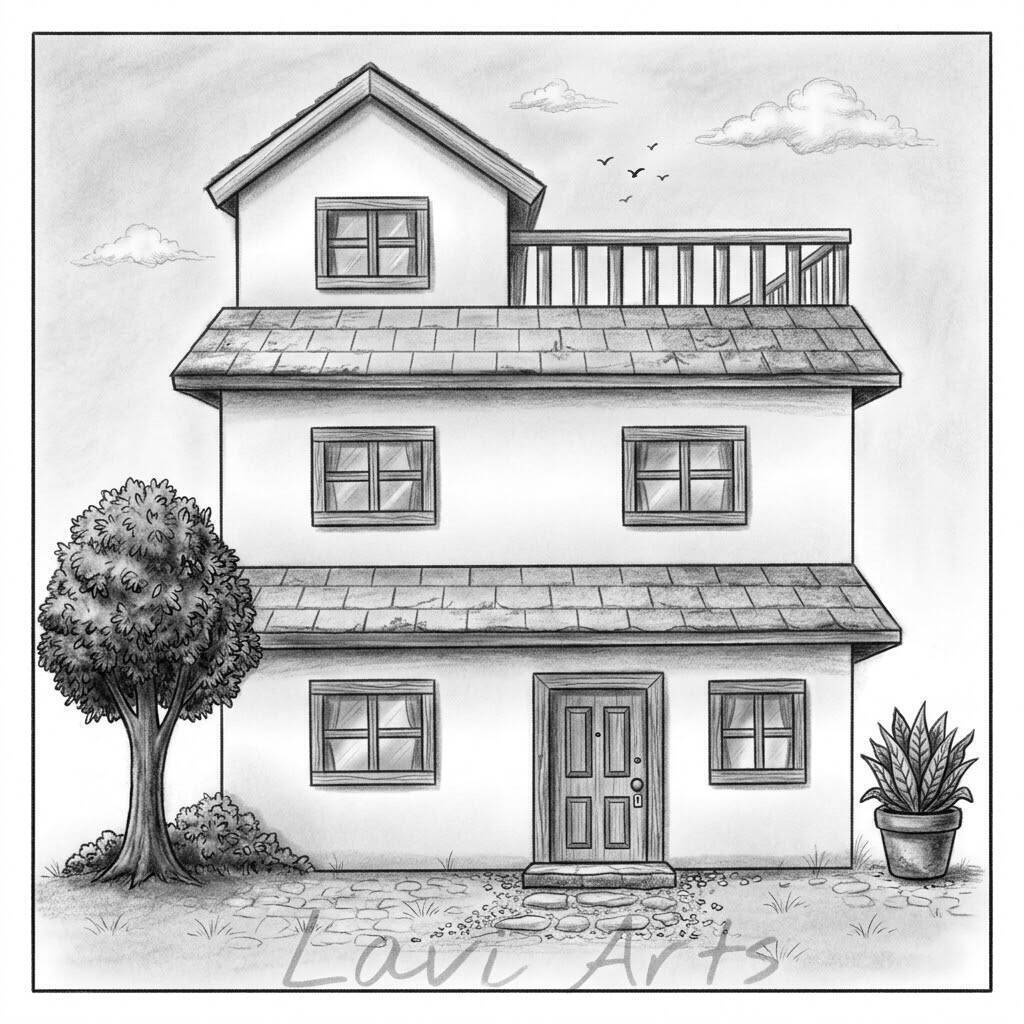 Desenho de uma casa encantadora para colorir