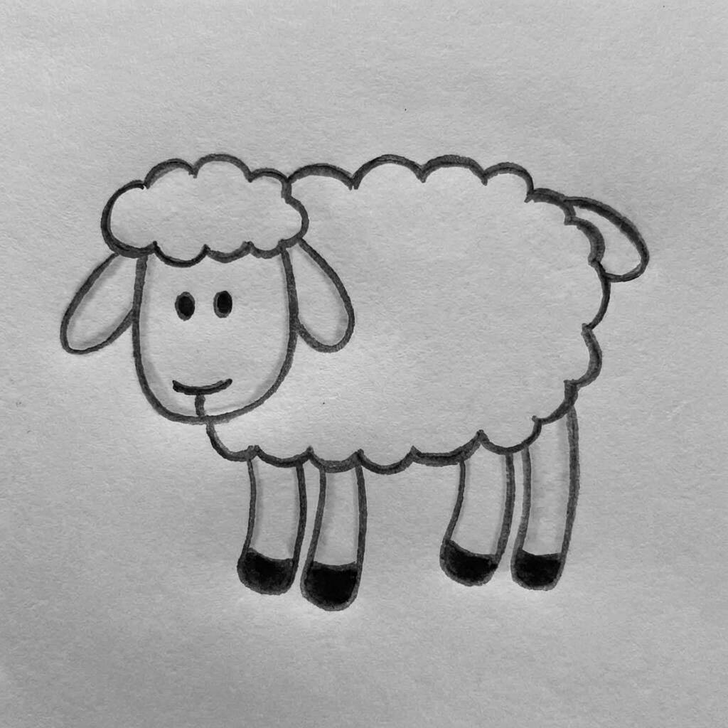Desenho de uma ovelha fofa para colorir