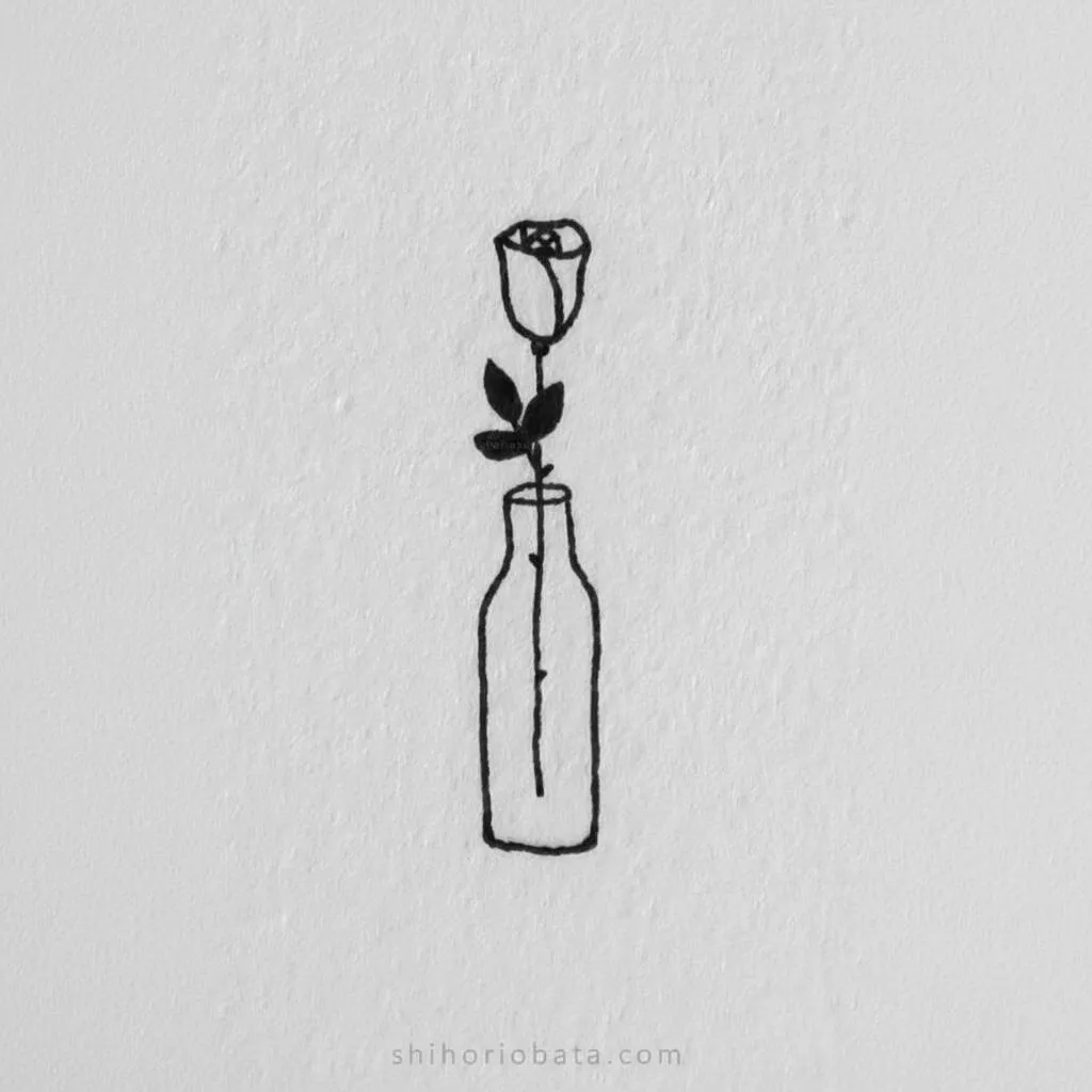 Desenho de uma rosa elegante em um vaso