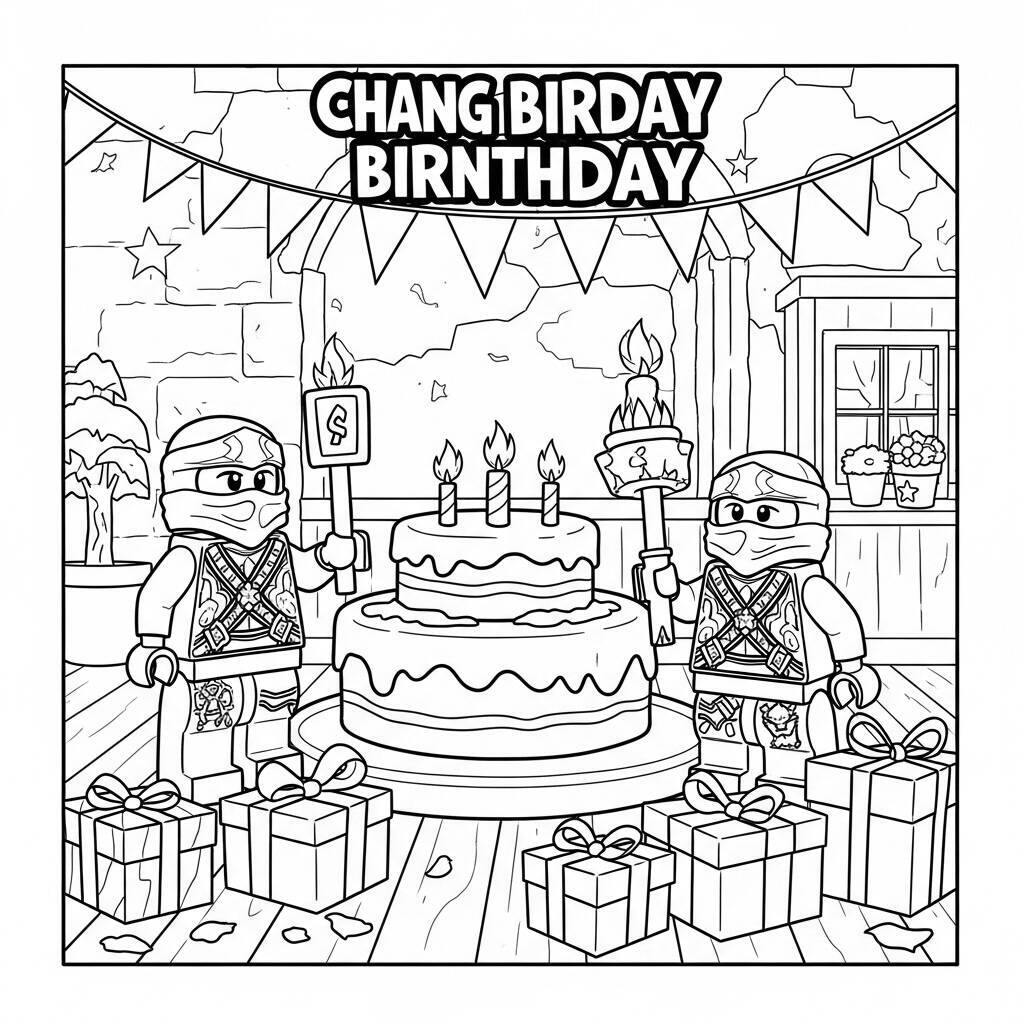Desenho do Aniversário de Lego Ninjago para Colorir