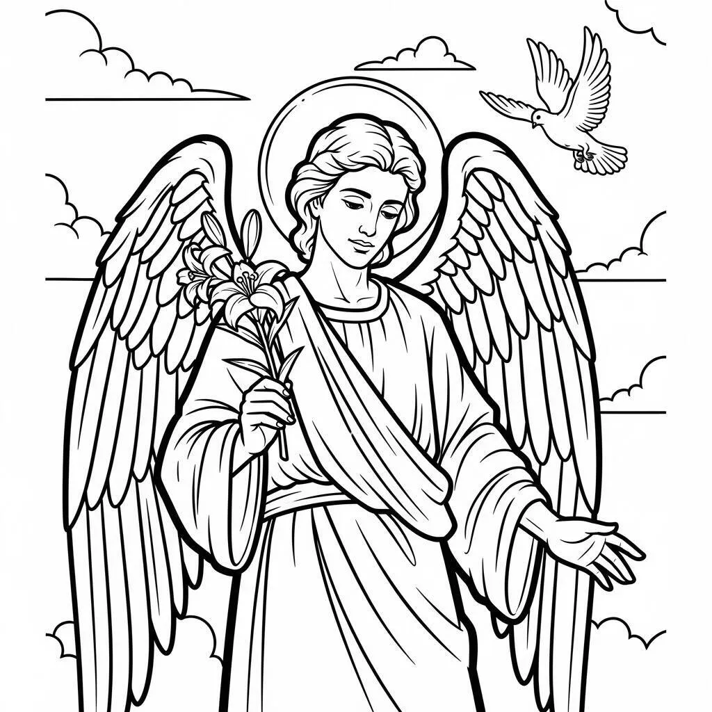 Desenho do Anjo Gabriel para Colorir