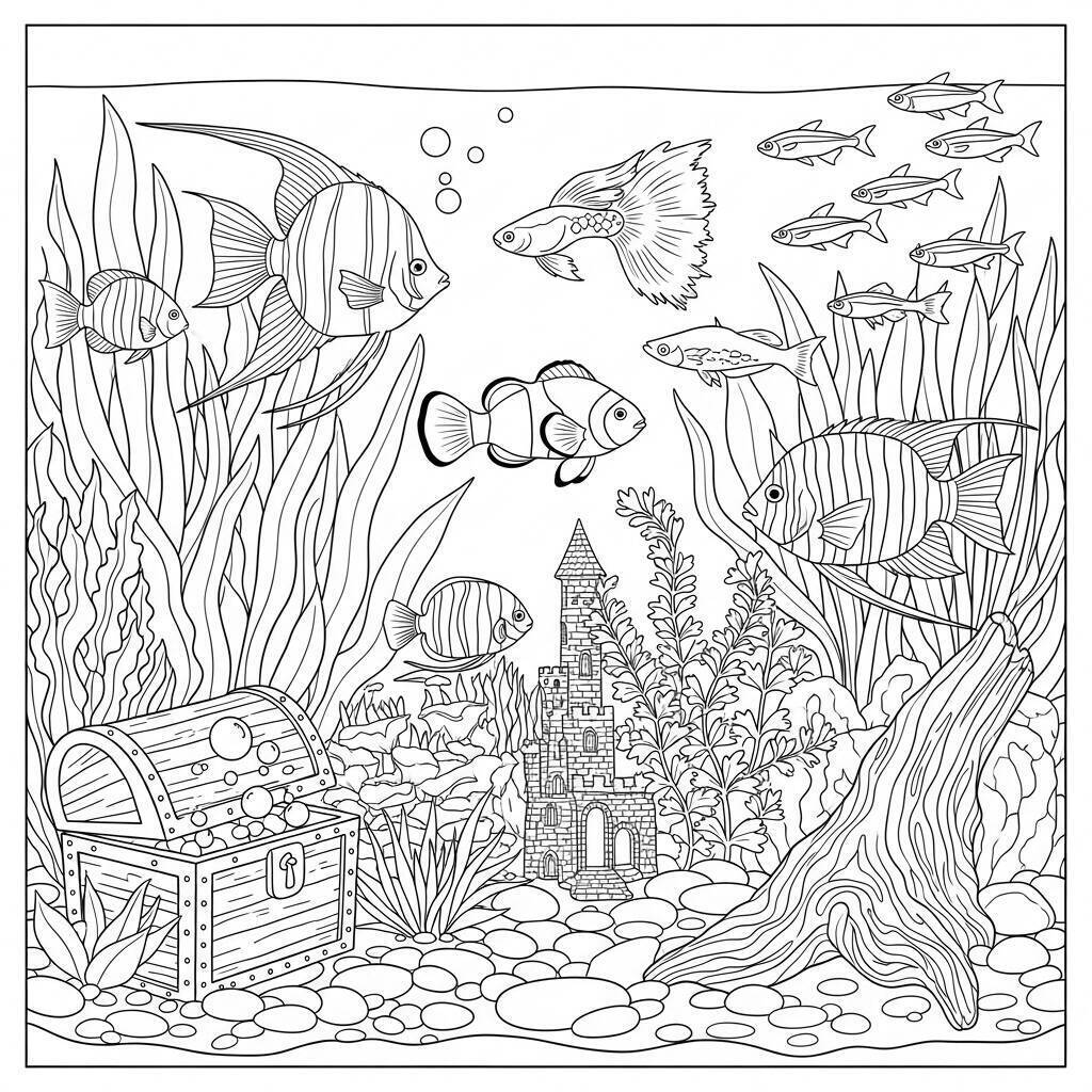 Pagina da colorare dell'acquario