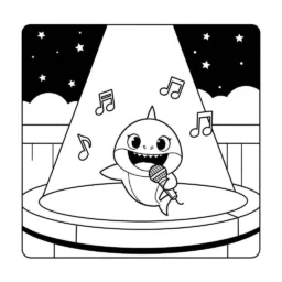 Desenho do Baby Shark em um Recital para Colorir