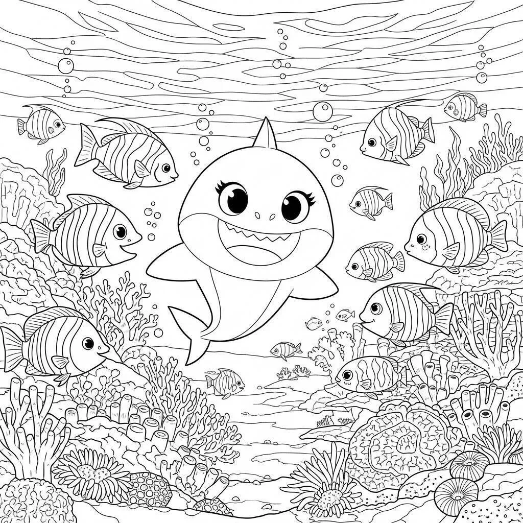 Desenho do Baby Shark para Colorir